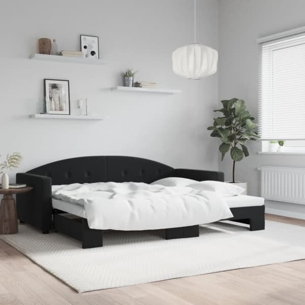 vidaXL daybed med udtræk 90x190 cm velour sort