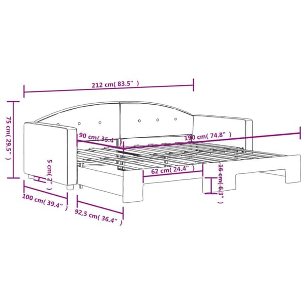 vidaXL daybed med udtræk 90x190 cm velour lysegrå