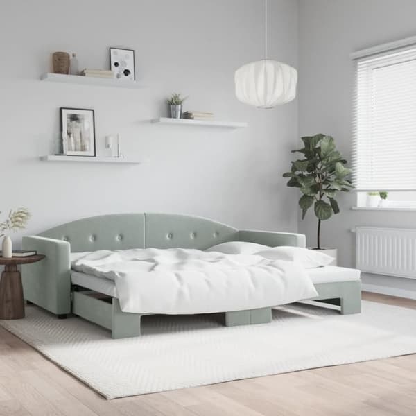 vidaXL daybed med udtræk 90x190 cm velour lysegrå