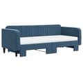 Miniatyrbillede 3 af 11: vidaXL daybed med udtræk og madras 90x200 cm velour blå
