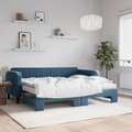 Miniatyrbillede 2 af 11: vidaXL daybed med udtræk og madras 90x200 cm velour blå
