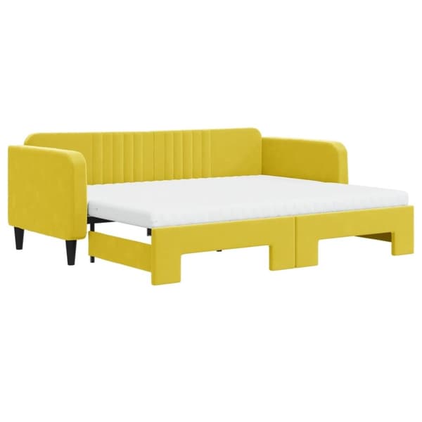 vidaXL daybed med udtræk og madras 90x200 cm velour gul