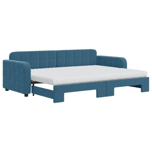 vidaXL daybed med udtræk og madras 80x200 cm velour blå