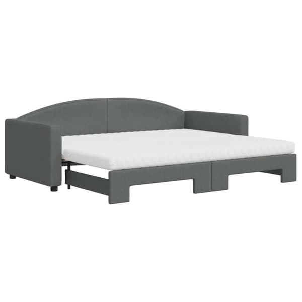 vidaXL daybed med udtræk og madras 90x200 cm stof mørkegrå