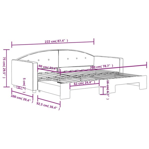 vidaXL Dagbädd utdragbar blå 90x200 cm sammet