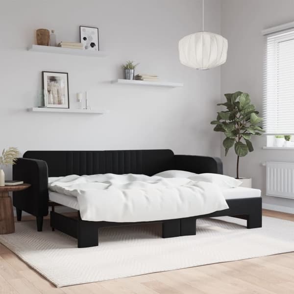 vidaXL daybed med udtræk 90x200 cm velour sort