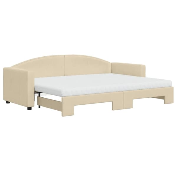 vidaXL daybed med udtræk og madras 80x200 cm stof cremefarvet