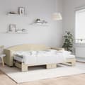 Miniatyrbillede 2 af 11: vidaXL daybed med udtræk og madras 80x200 cm stof cremefarvet