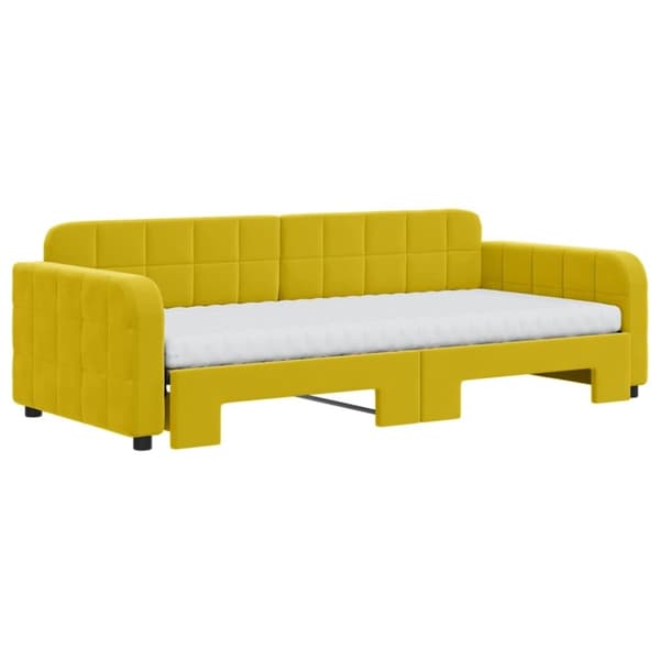 vidaXL daybed med udtræk og madras 90x200 cm velour gul