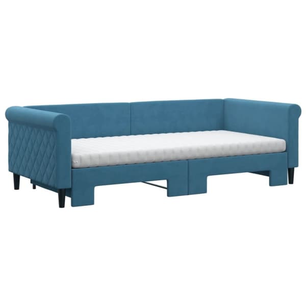 vidaXL daybed med udtræk og madras 90x200 cm velour blå