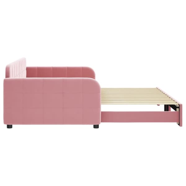 vidaXL Dagbädd utdragbar rosa 100x200 cm sammet