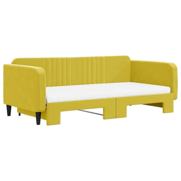 vidaXL daybed med udtræk og madras 100x200 cm velour gul