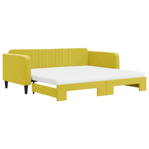 vidaXL daybed med udtræk og madras 100x200 cm velour gul