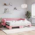 Miniatyrbillede 11 af 11: vidaXL daybed med udtræk og madras 90x200 cm velour lyserød
