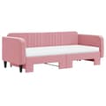 Miniatyrbillede 2 af 11: vidaXL daybed med udtræk og madras 90x200 cm velour lyserød