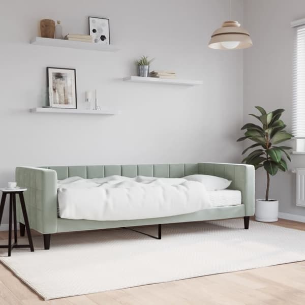 vidaXL daybed med madras 80x200 cm velour lysegrå