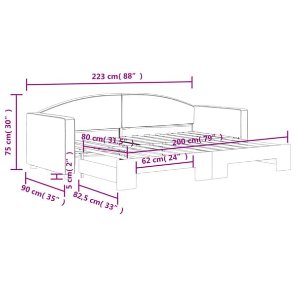 vidaXL daybed med udtræk 80x200 cm stof lysegrå