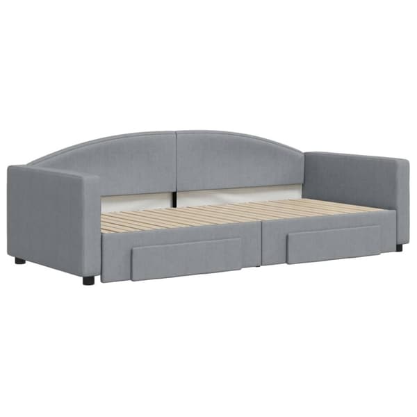 vidaXL daybed med udtræk og skuffer 90x200 cm stof lysegrå