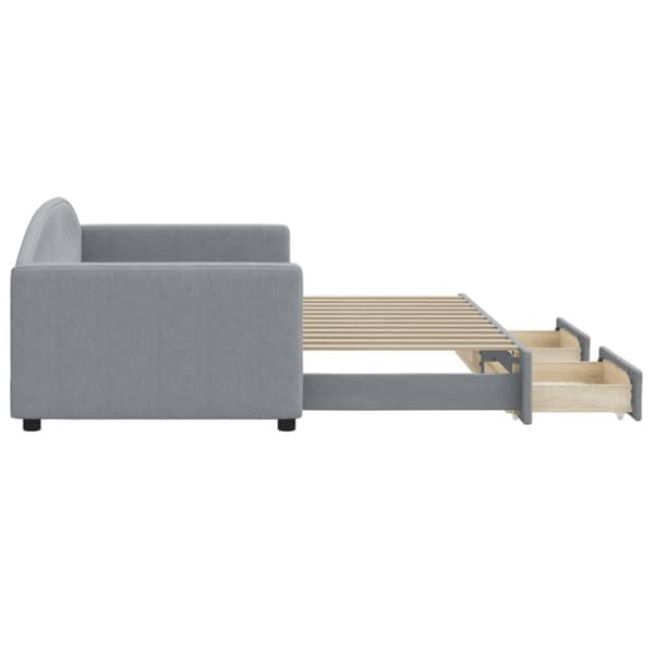 vidaXL daybed med udtræk og skuffer 90x200 cm stof lysegrå