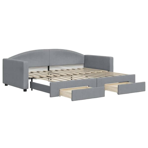 vidaXL daybed med udtræk og skuffer 90x200 cm stof lysegrå