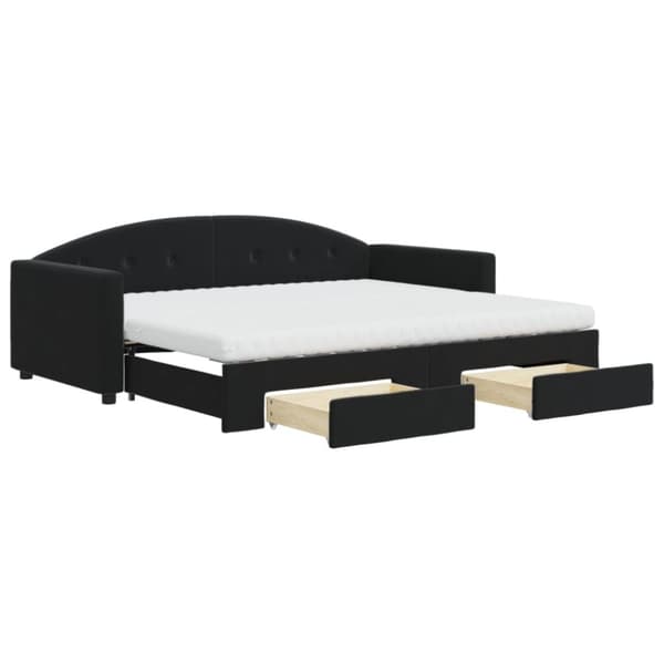 vidaXL daybed med udtræk og skuffer 90x200 cm velour sort