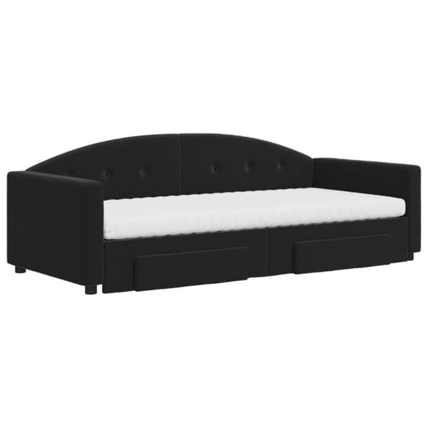 vidaXL daybed med udtræk og skuffer 90x200 cm velour sort