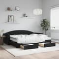 Miniatyrbillede 2 af 11: vidaXL daybed med udtræk og skuffer 90x200 cm velour sort