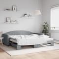 Miniatyrbillede 1 af 11: vidaXL daybed med udtræk og madras 100x200 cm stof lysegrå
