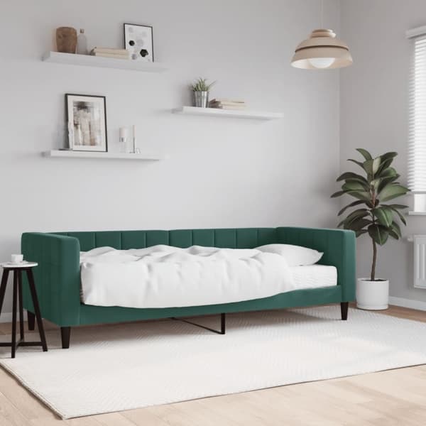vidaXL daybed med madras 80x200 cm velour mørkegrøn