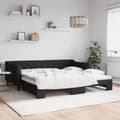 Miniatyrbillede 2 af 11: vidaXL Dagbädd utdragbar svart 100x200 cm tyg