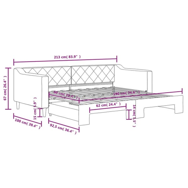 vidaXL daybed med udtræk 90x190 cm stof sort