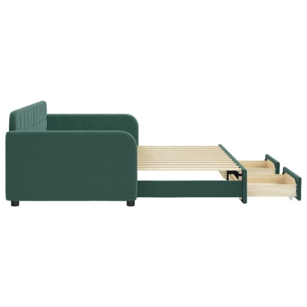 vidaXL Dagbädd utdragbar med lådor mörkgrön 90x200 cm sammet