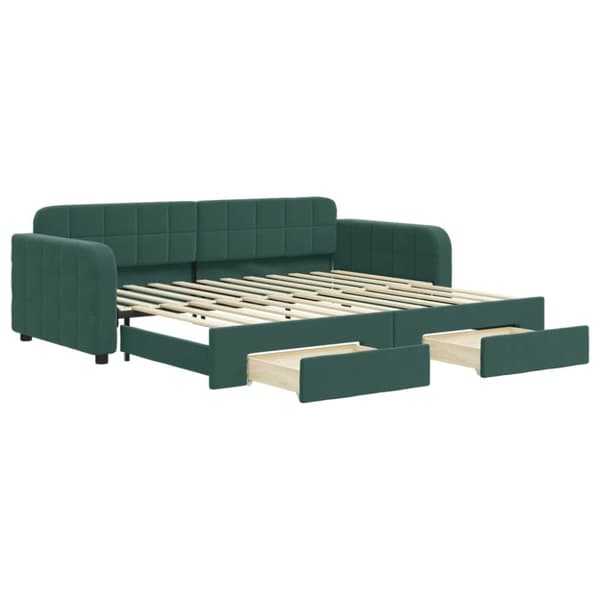 vidaXL Dagbädd utdragbar med lådor mörkgrön 90x200 cm sammet