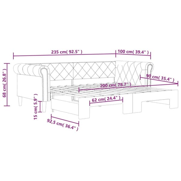 vidaXL daybed med udtræk 90x200 cm kunstlæder sort