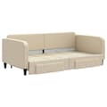 Miniatyrbillede 3 af 11: vidaXL daybed med udtræk og skuffer 100x200 cm stof cremefarvet
