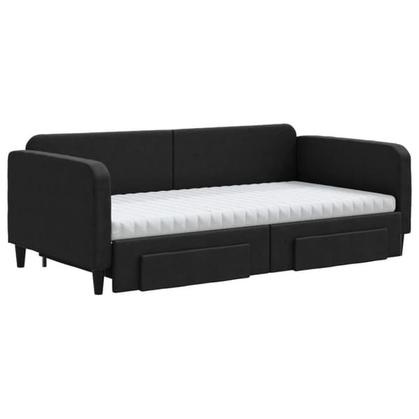 vidaXL daybed med udtræk og skuffer 100x200 cm stof sort