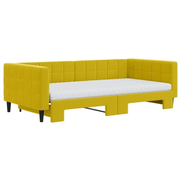 vidaXL daybed med udtræk og madras 100x200 cm velour gul