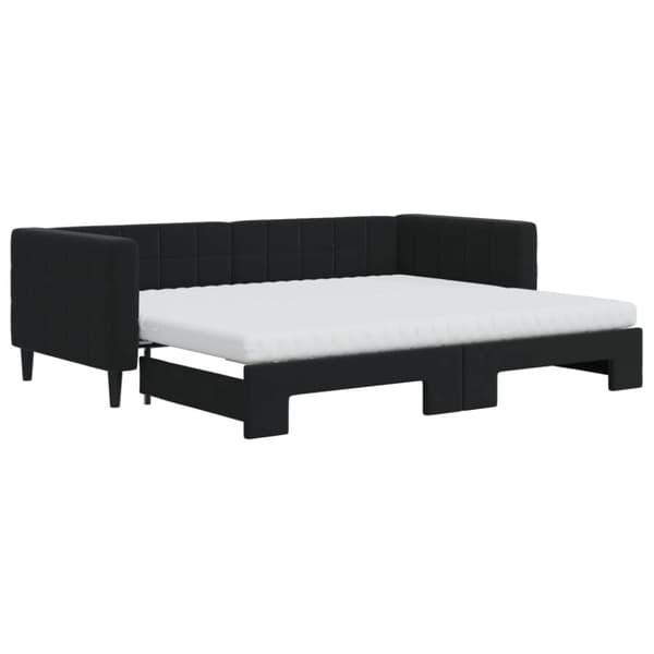 vidaXL daybed med udtræk og madras 90x200 cm velour sort