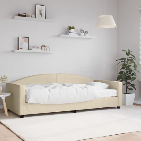 vidaXL daybed med madras 90x200 cm stof cremefarvet