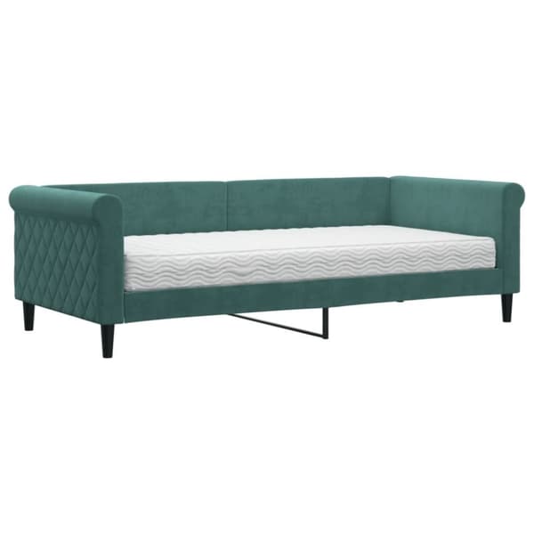 vidaXL daybed med madras 90x200 cm velour mørkegrøn