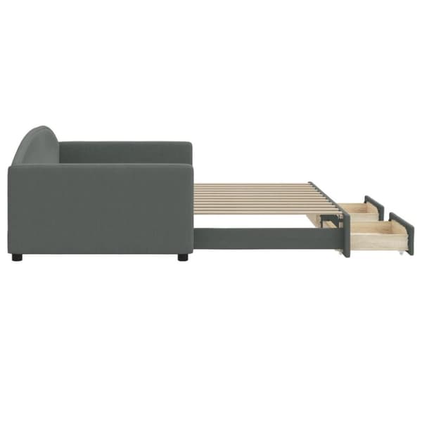 vidaXL daybed med udtræk og skuffer 100x200 cm stof mørkegrå