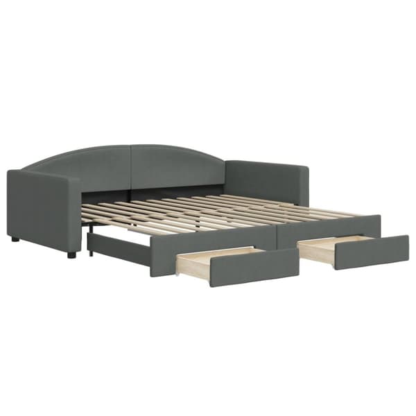 vidaXL daybed med udtræk og skuffer 100x200 cm stof mørkegrå