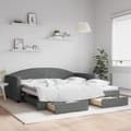 Miniatyrbillede 1 af 11: vidaXL daybed med udtræk og skuffer 100x200 cm stof mørkegrå