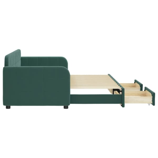 vidaXL Dagbädd utdragbar med lådor mörkgrön 80x200 cm sammet