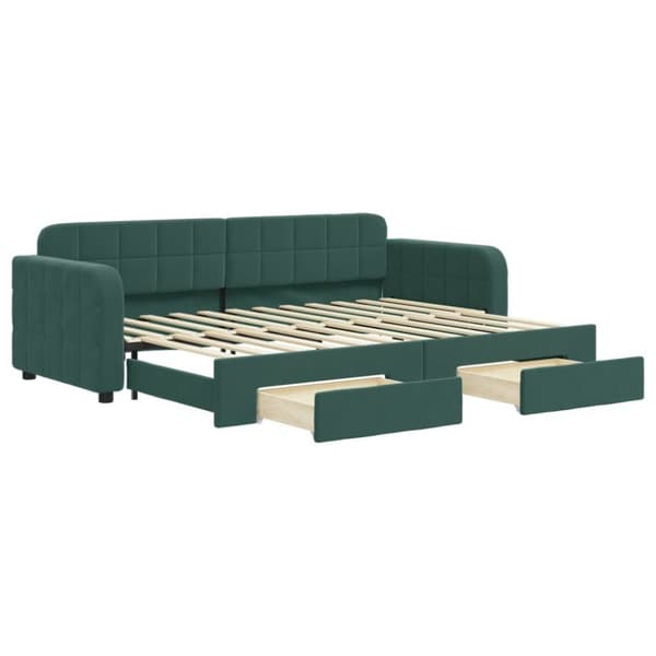 vidaXL Dagbädd utdragbar med lådor mörkgrön 80x200 cm sammet