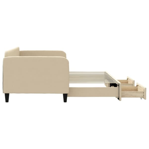vidaXL daybed med udtræk og skuffer 90x200 cm stof cremefarvet