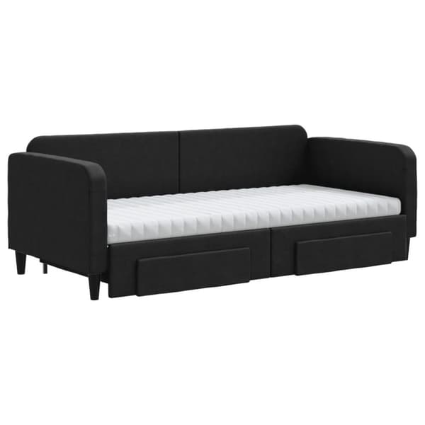 vidaXL daybed med udtræk og skuffer 90x190 cm stof sort