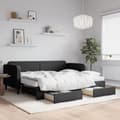 Miniatyrbillede 1 af 11: vidaXL daybed med udtræk og skuffer 90x190 cm stof sort