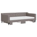 Miniatyrbillede 2 af 11: vidaXL daybed med udtræk og madras 100x200 cm stof gråbrun