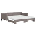 Miniatyrbillede 1 af 11: vidaXL daybed med udtræk og madras 100x200 cm stof gråbrun